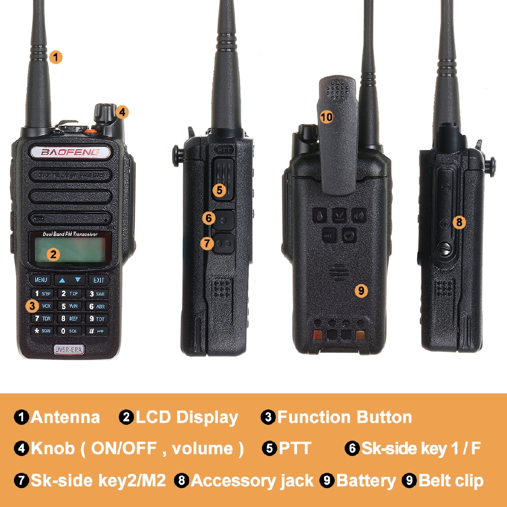 Bộ đàm cầm tay 18W Baofeng UV-9R Plus VHF UHF băng tần kép hai chiều Radio-3c