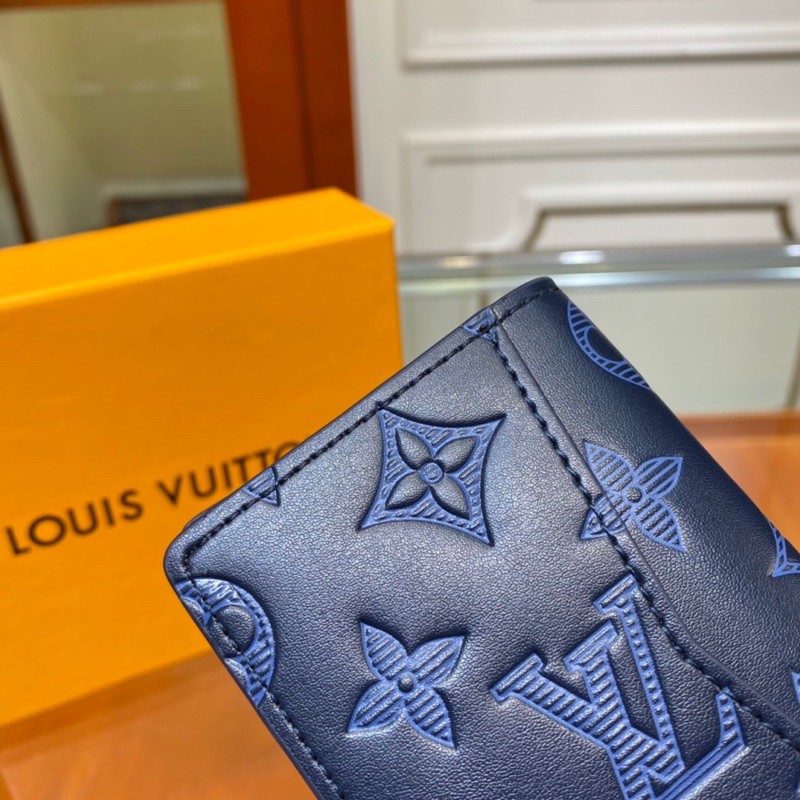 Ví gập cho nam Louis Vuitton LV da thật cao cấp dập vân 3D logo thương hiệu hàng vip 1-1