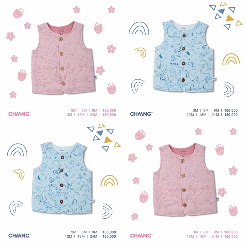 Áo gile Jungle cài thẳng hoạ tiết xinh cho bé trai bé gái