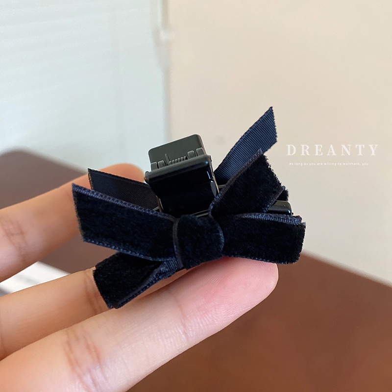 1 Kẹp Tóc Nơ Nhỏ Bằng Nhung Màu Đen Thời Trang Hàn Quốc