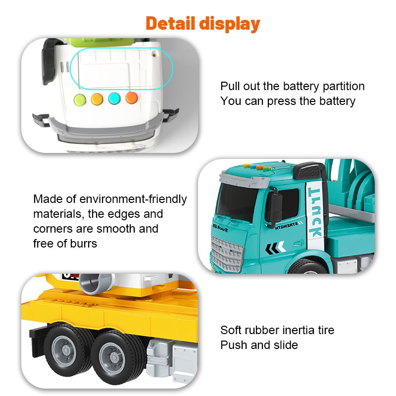 ZHAN QI TOYS Đồ chơi trẻ em Xe Công Trường Có Âm Thanh Và Đèn Cho Bé