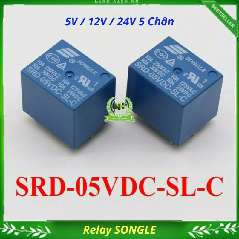(Sét 2C) Rơle 5 Chân SONGLE 5V/12V/24V 10A