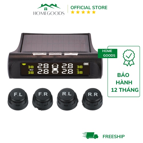 Cảm biến áp suất lốp TPMS ô tô pin sạc năng lượng mặt trời màn hình LCD tuổi thọ pin 5 năm - Home Goods Picnic