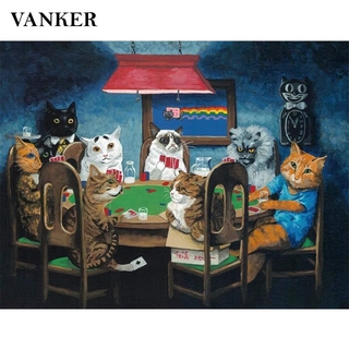Bộ Tranh Sơn Dầu 40x50cm Tự Làm Hình Bài Poker Mèo Độc Đáo
