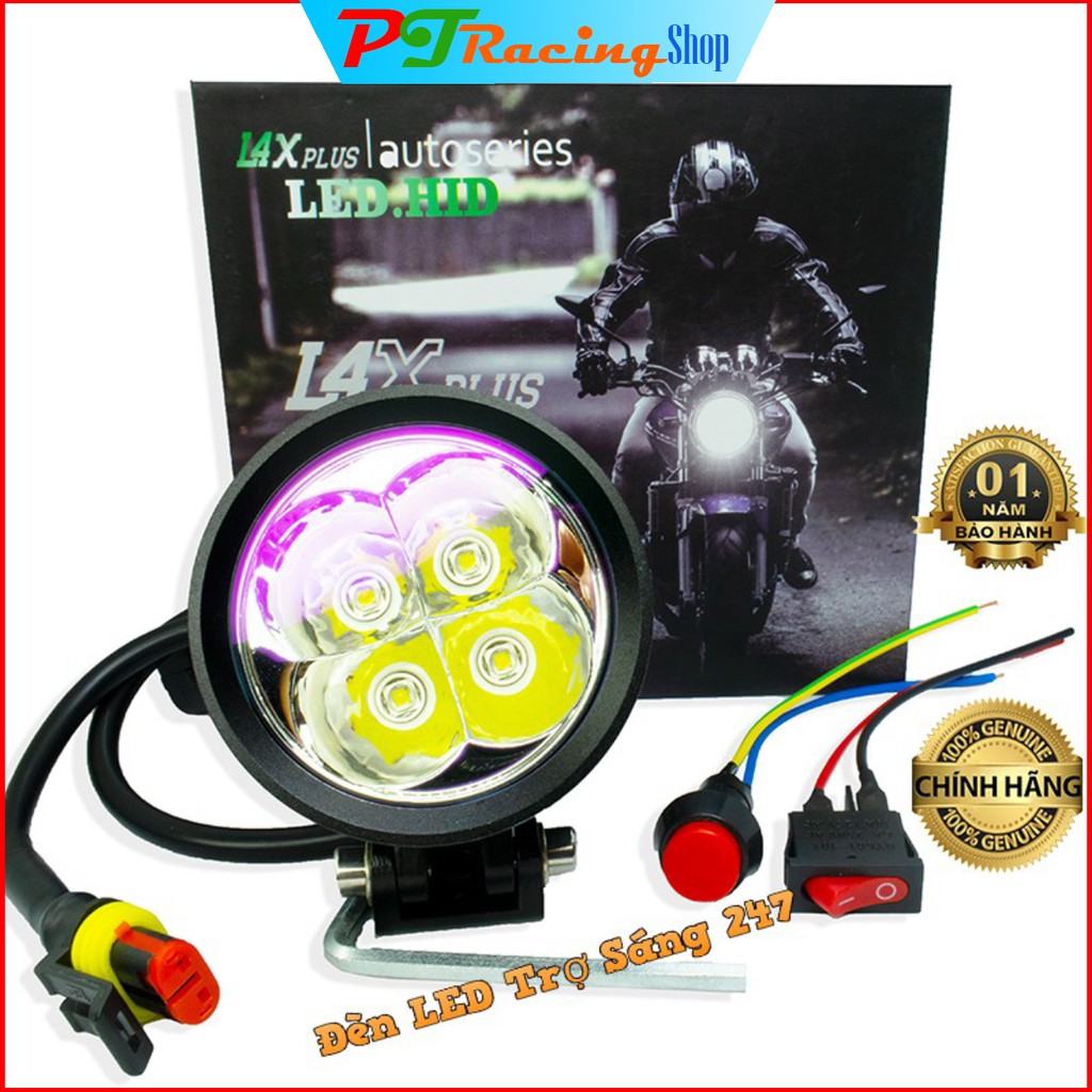 ĐÈN LED TRỢ SÁNG L4X CREE Kính Tím Cao Cấp Chính Hãng