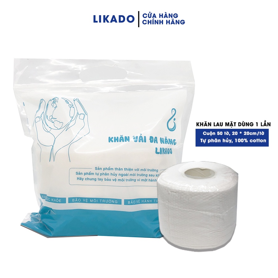 [Mã FMCGMALL -8% đơn 250K] Khăn lau mặt dùng 1 lần spa LIKADO kích thước (20x20cm)(40 tờ)(1 cuộn)