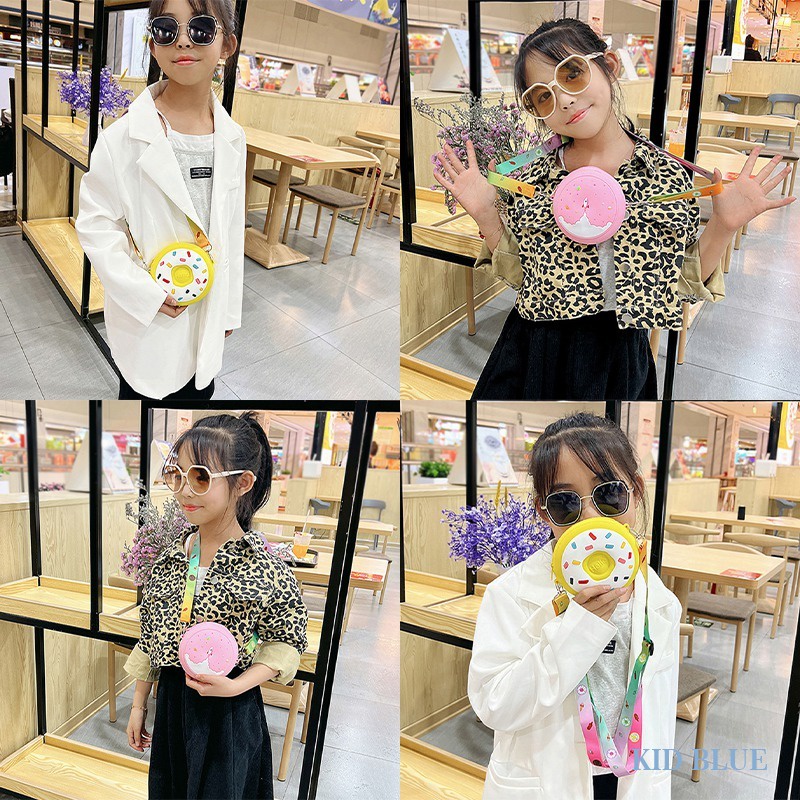 Túi Đeo Chéo Vai Hình Bánh Donut Hoạt Hình Bằng Silicon Đựng Tiền Xu Dễ Thương Cho Bé