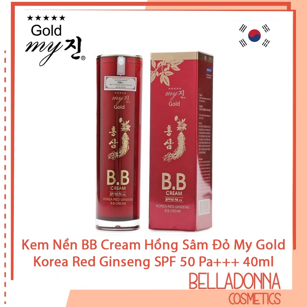 [DATE 2024] Kem Nền BB Cream Hồng Sâm Đỏ My Gold Korea Red Ginseng SPF 50 Pa+++ 40ml