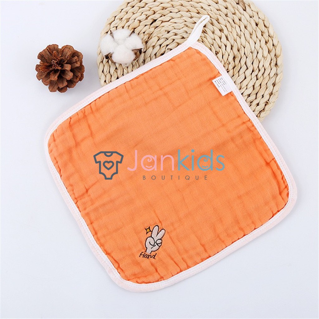 Set 5 Khăn xô sữa 6 lớp cho bé siêu thấm hút thêu họa tiết hoạt hình đáng yêu