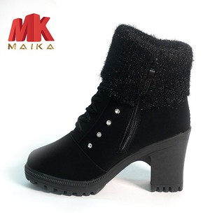 Giày boot nữ đế vuông S105 (Đen) MK MAIKA