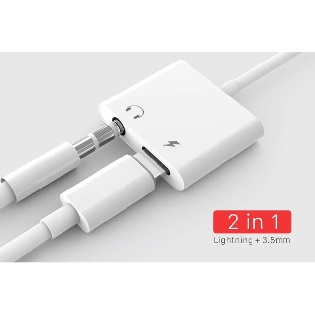 Jack Chuyển Đổi + Giắc Chia Cổng Vừa Sạc Vừa Sử Dụng Tai Nghe - IC Zin Apple Hỗ Trợ Mic Cho iPhone 7/8/X/11