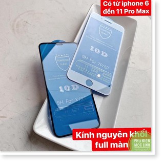 [ iphone 6 đến iphone 11 Pro Max ] Kính cường lực 10D nền xanh full màn nguyên khối