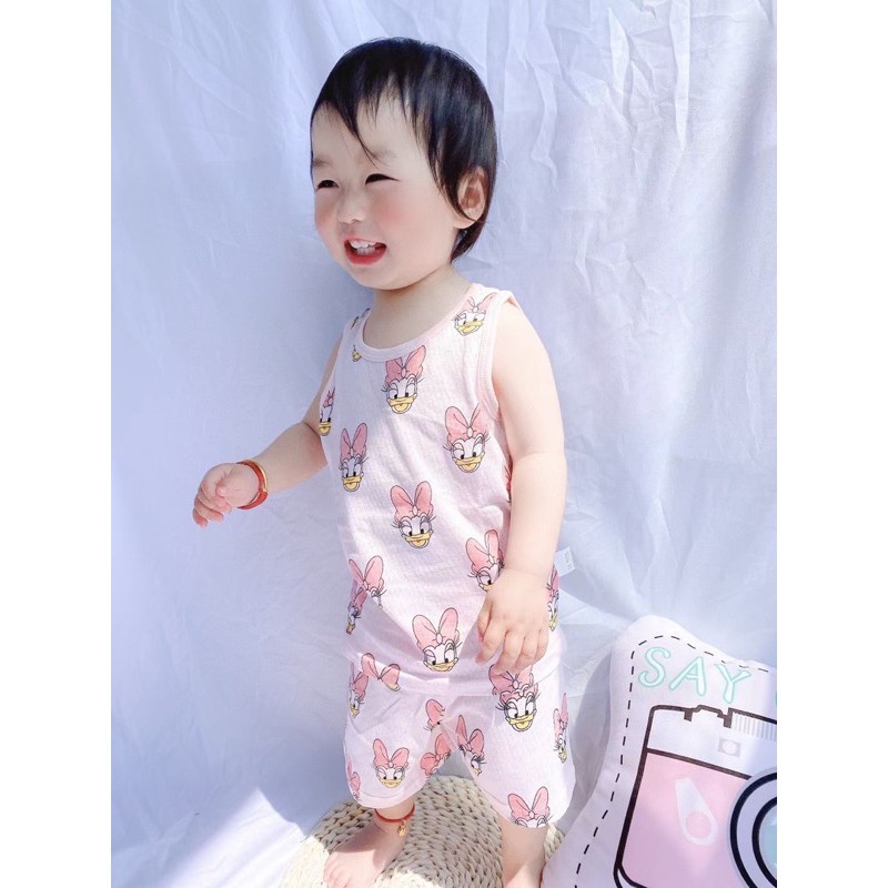 Đồ Bộ Ba Lỗ Chất Cotton Thông Hơi Hàng Quảng Châu Cho Bé Trai và Gái size 1-4 tuổi