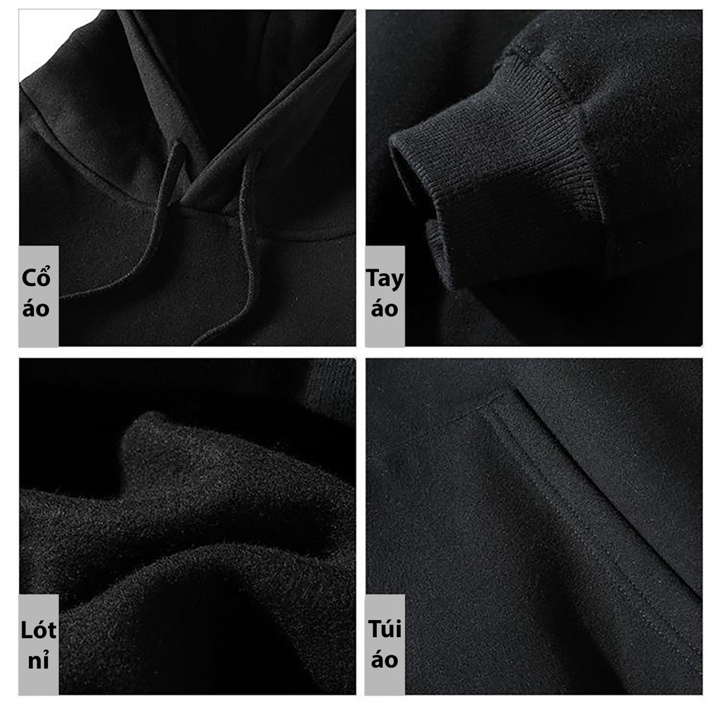 [ ÁO HOODIE ĐEN TRƠN ]- Hoodie nỉ lót lông | BigBuy360 - bigbuy360.vn