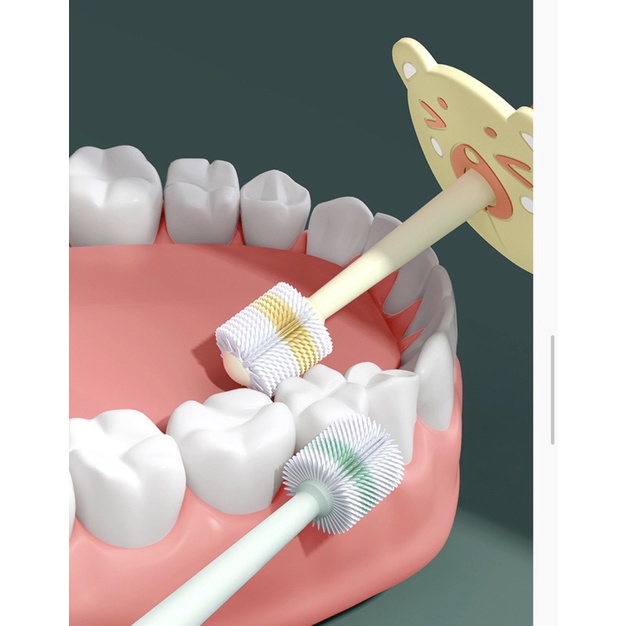Bàn chải đánh răng siêu mềm cho bé xoay 360 độ.