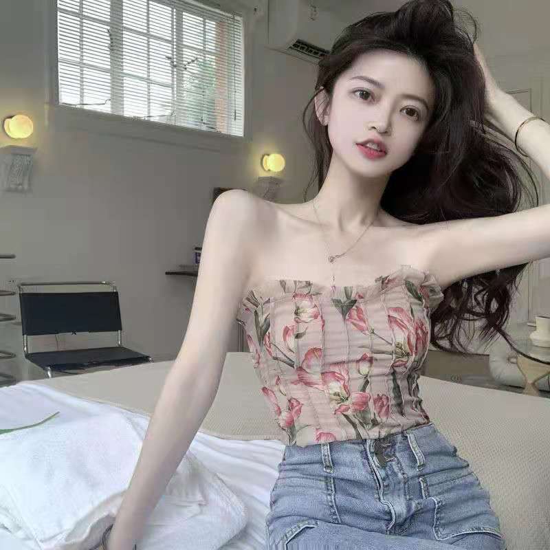 Áo Hai Dây Mỏng Hở Lưng Họa Tiết Hoa Phong Cách Pháp Thời Trang Mùa Hè Cho Nữ