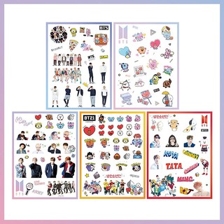 Set 5 hình sticker BT21 BTS (2 Sticker BT21 + 3 Sticker BTS)