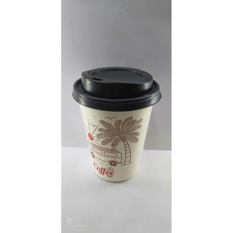 50 Ly giấy in hình Coffee Bus 14oz – 360ml Có Nắp | Ly giấy cafe | Ly giấy 500ml | Ly giấy đựng cà phê | Cốc giấy