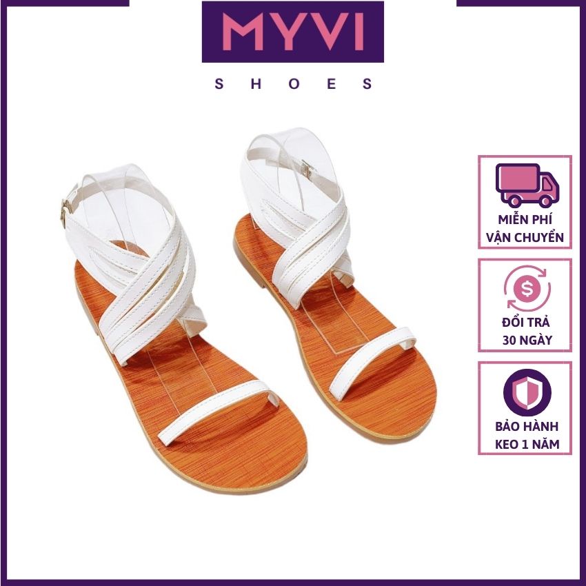 Giày Xăng-đan Nữ Dây Mảnh, Chiến Binh, Quai Chéo Thời Trang (Trắng, Đen) - MyVi Shoes