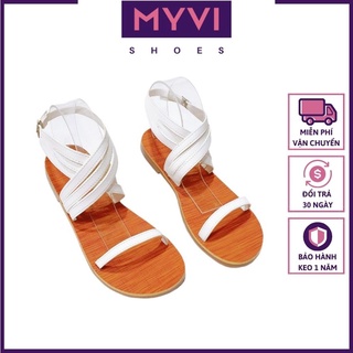 Giày Xăng-đan Nữ Dây Mảnh, Chiến Binh, Quai Chéo Thời Trang (Trắng, Đen) - MyVi Shoes