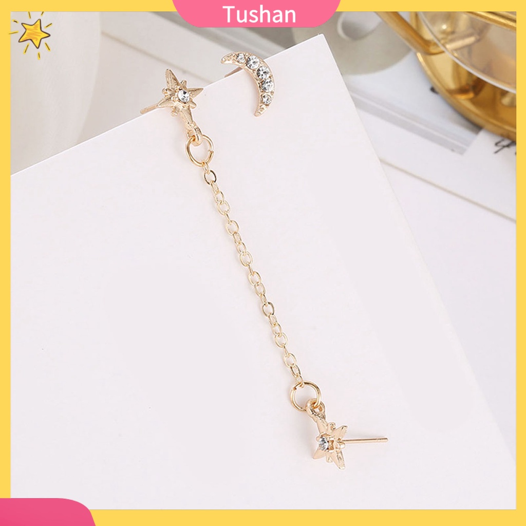 Đôi khuyên tai hình trăng sao đính đá thời trang cho nữ