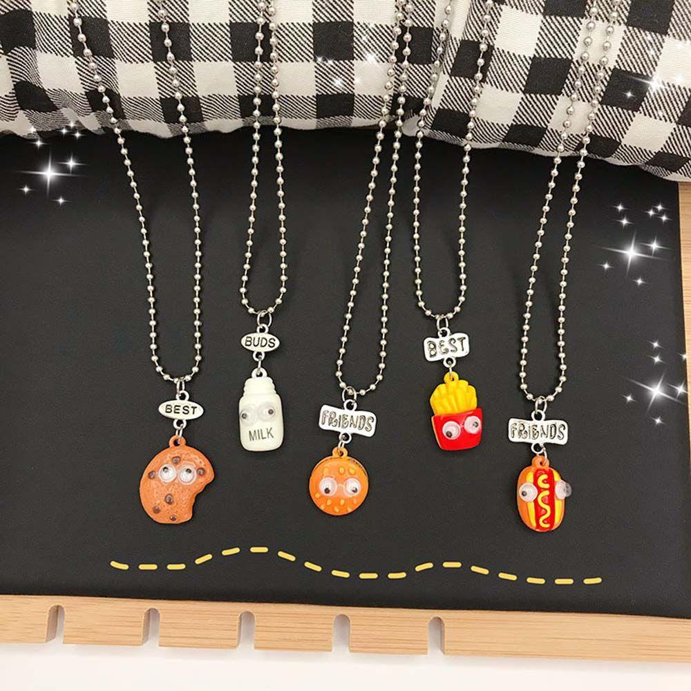 AROMA Vòng Cổ Chuỗi Hạt Kim Loại Mặt Bánh Quy Sữa Hamburger Bánh Hot Dog Quà Tặng Cho Nam