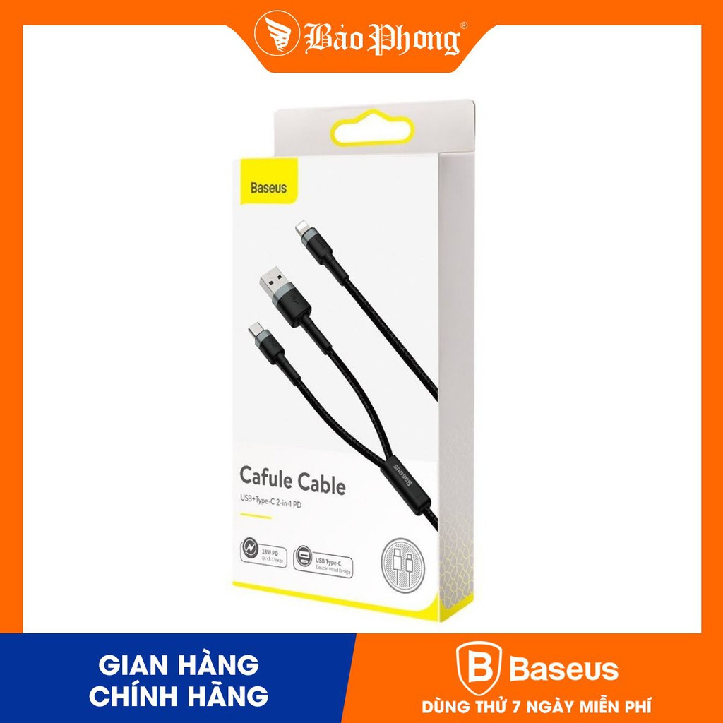 Cáp 2 in 1 BASEUS chân TypeC và Lightning cho iPhone và type C Baseus cafule USB+Type-C PD Cable 1.2m