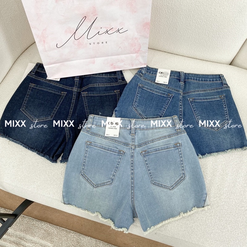 Quần short jean nữ đẹp lưng cao cạp cao chất co giãn thoải mái gấu tua rua rách màu xanh jeans hàng hiệu cao cấp MIXX ST