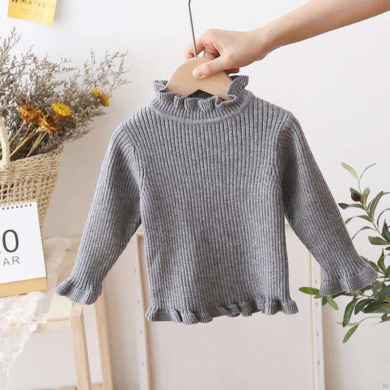 Áo Sweater Dệt Kim Màu Trơn Tay Dài Mềm Mại Cho Bé