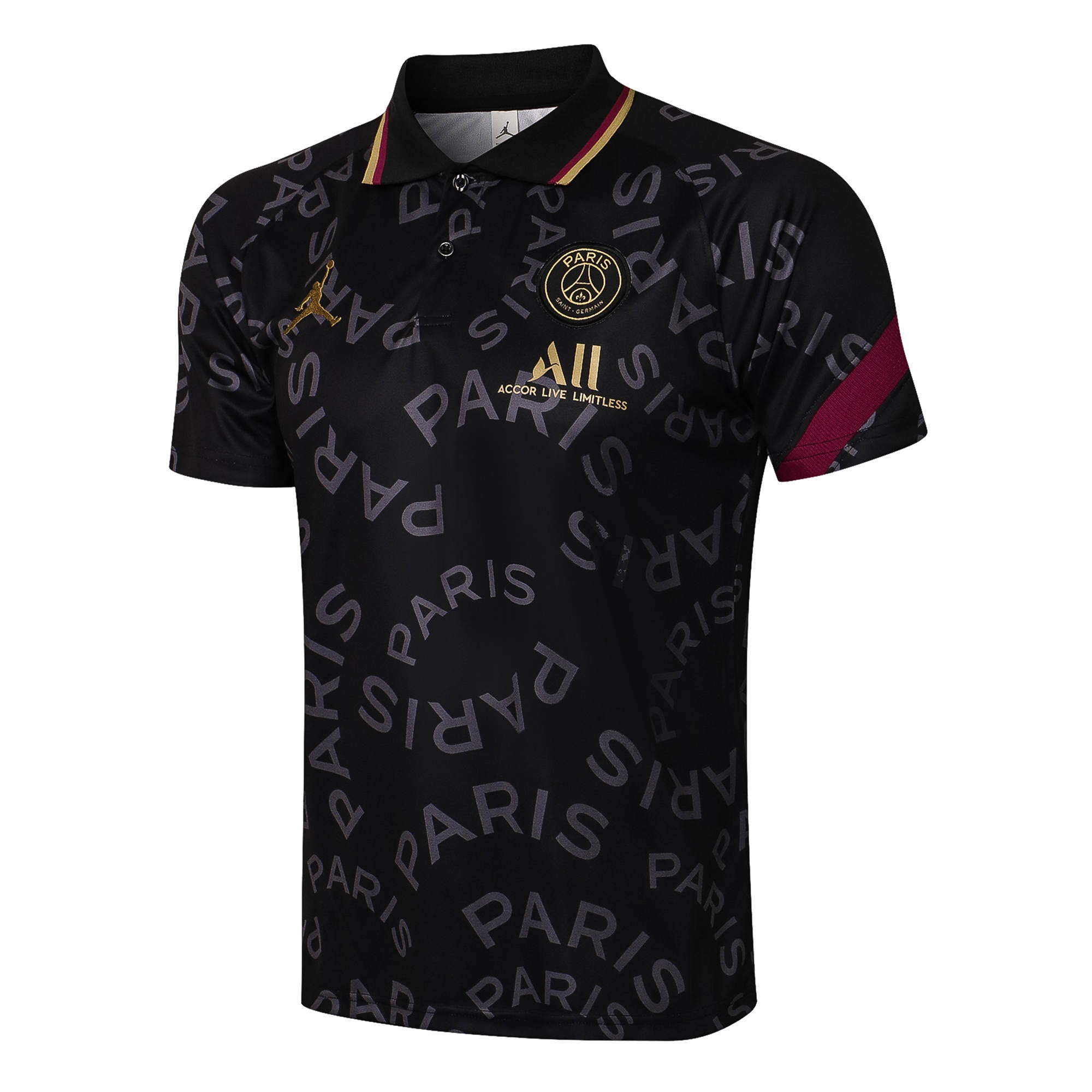 Áo Thun Polo Màu Đen In Logo Paris Saint-Germain Jersey 21-22 Thời Trang Cho Nam Giới