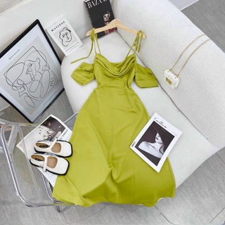 ĐẦM CỔ ĐỔ 2 DÂY CHẤT LỤA SATIN THƯỚT THA MÀU SẮC THANH LỊCH