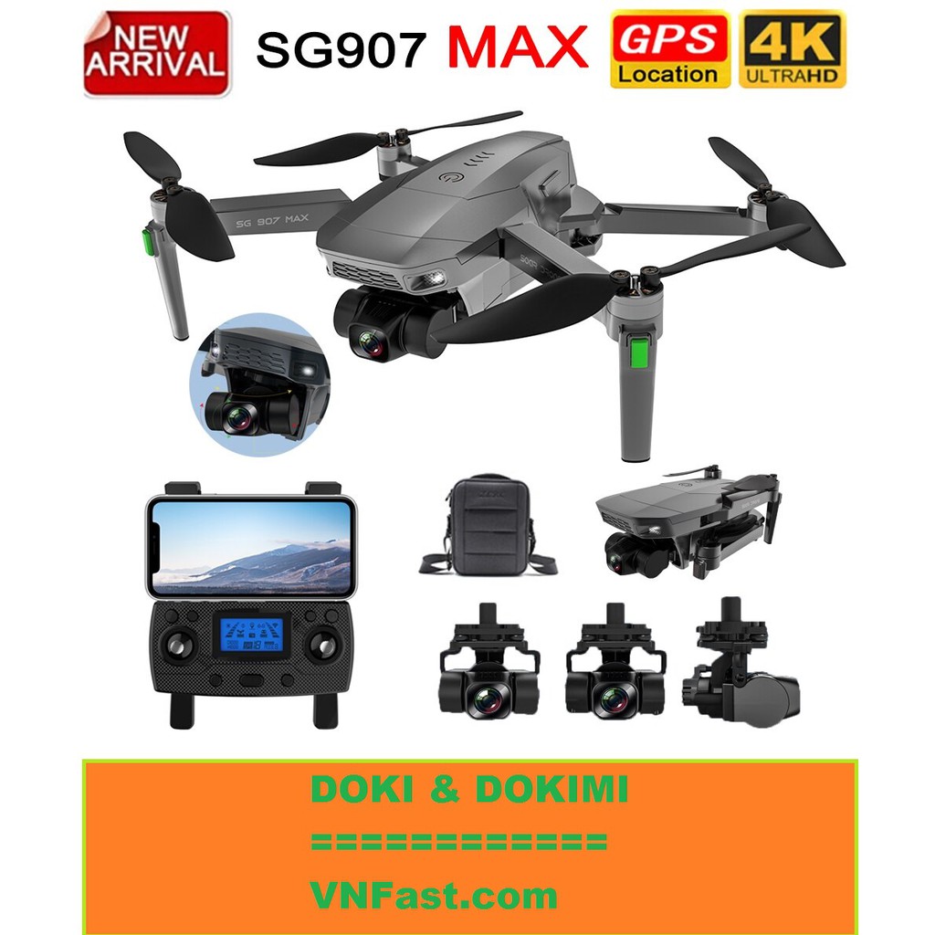 Flycam SG907 MAX - gimbal 3 Trục Gimbal WIFI 5Ghz FPV động cơ không Chổi Than