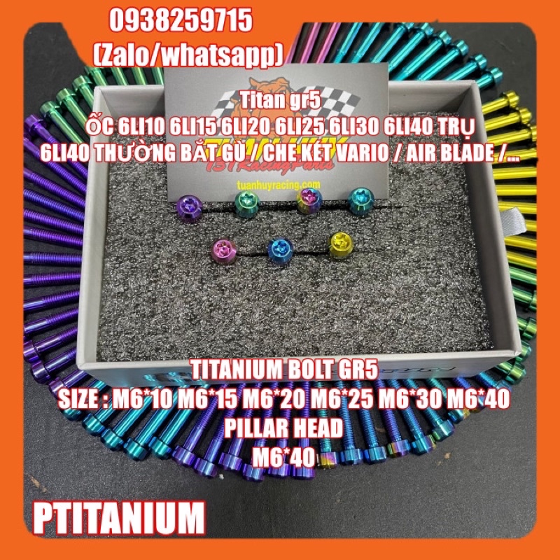 Ốc titan gr5 6li trụ 6li10 6li15 6li20 6li25 6li30 6li35 6li40 ( titanium 6x10 6x15 6x20 6x25 6x30 6x35 6x40 pillar head