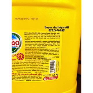 Nước rửa chén Mỹ Hảo can 3,8kg