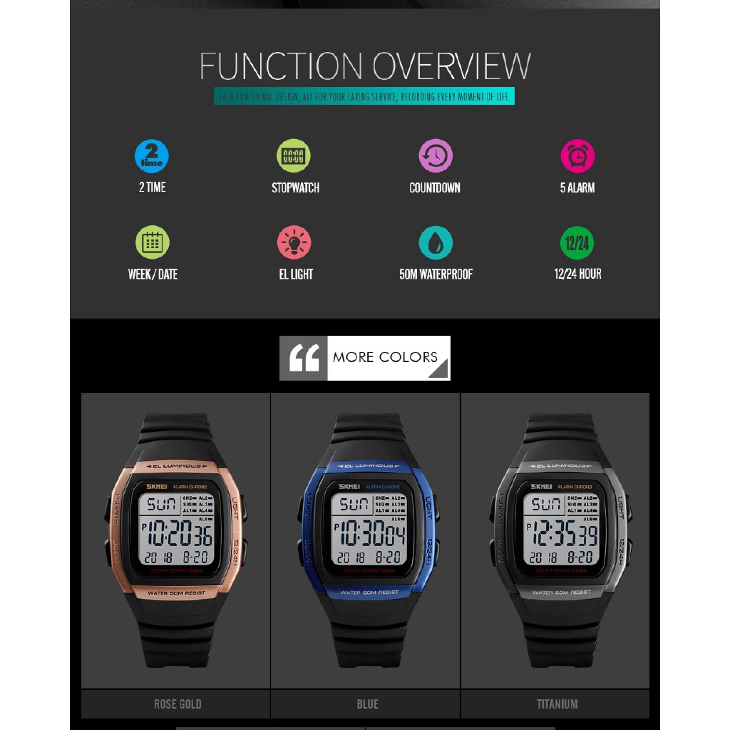 Đồng hồ điện tử Skmei 1278 chống thấm nước thời trang cho nam | BigBuy360 - bigbuy360.vn