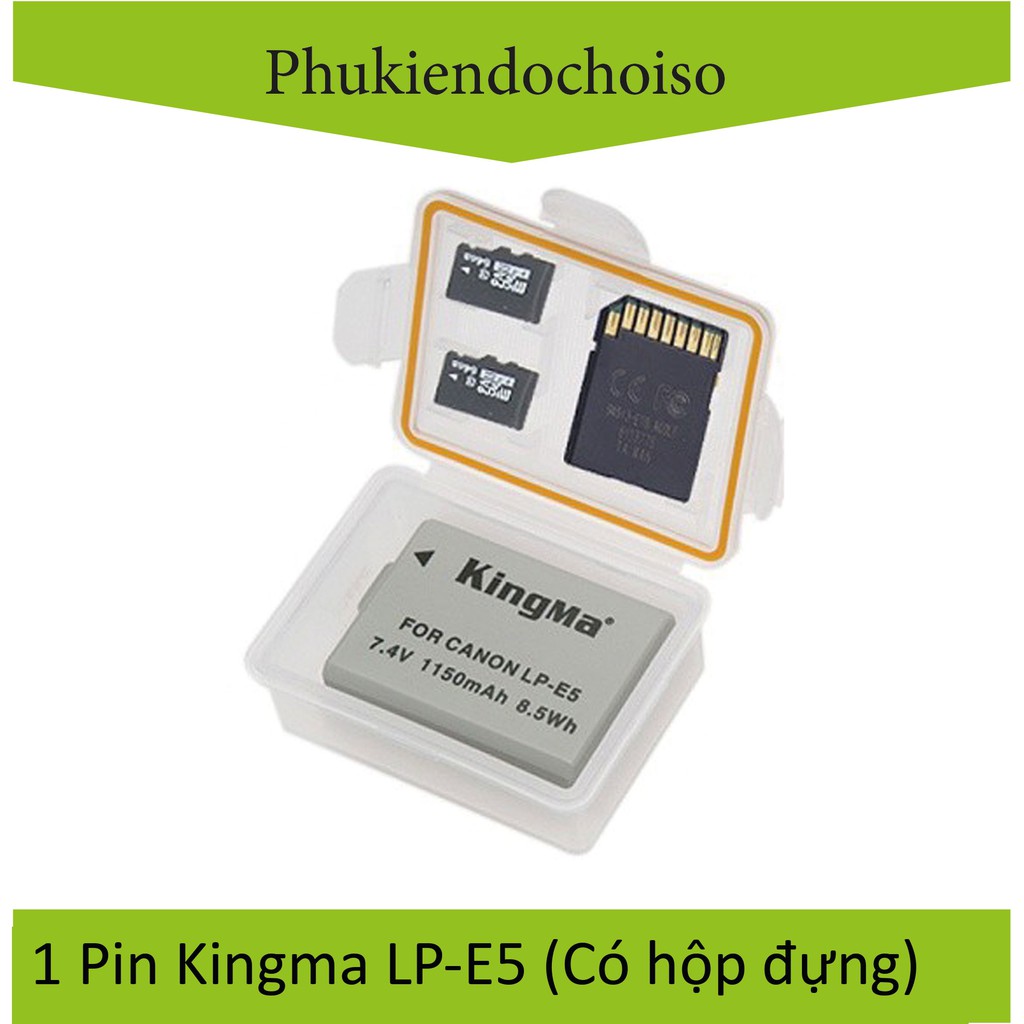 Bộ 1 pin 1 sạc Kingma cho Canon LP-E5 + Hộp đựng Pin, Thẻ nhớ