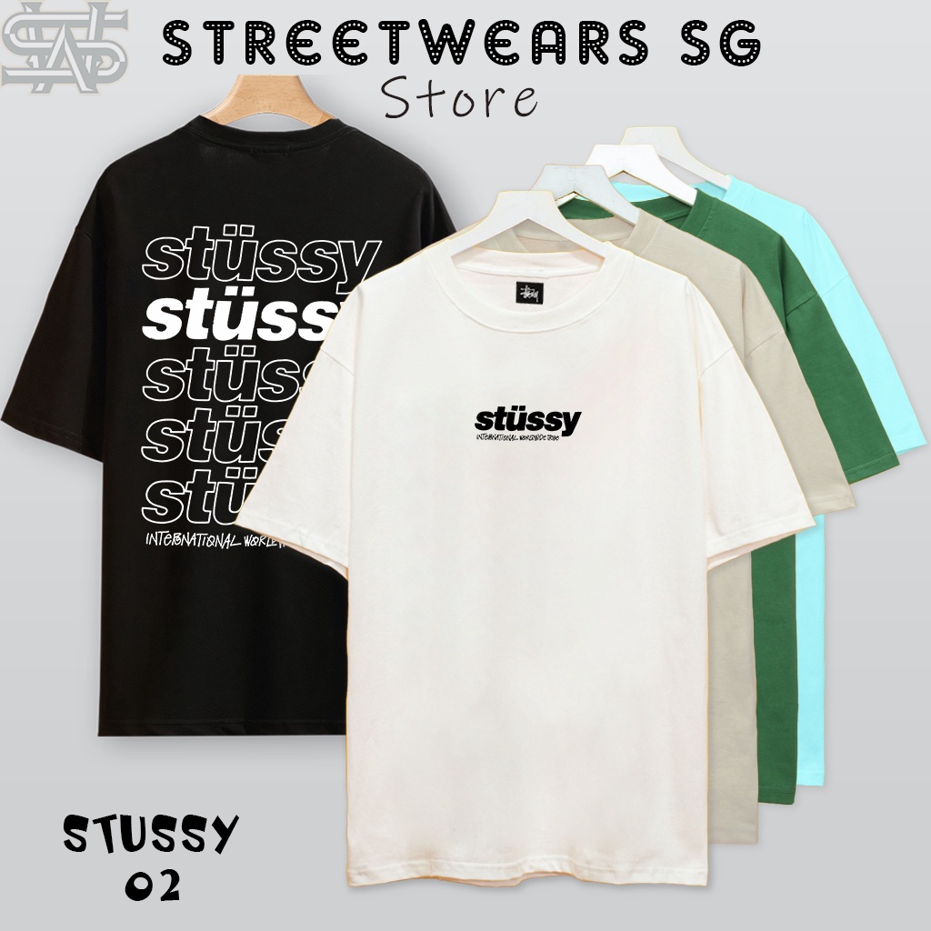 Áo thun Stussy 02 Multi Logo form âu chất liệu cotton - Streetwears SG