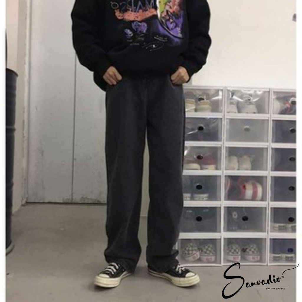 Quần jean nam ống rộng SANVADIO -Quần jean nam jean trơn basic dễ phối đồ QD04 | BigBuy360 - bigbuy360.vn