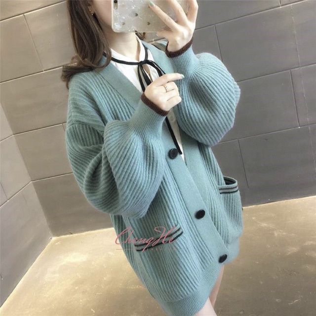 Áo Cardigan len mỏng nữ yay bồng thời trang thu đông A00165