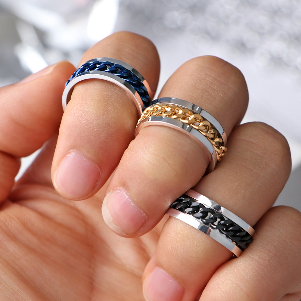 Nhẫn thép kiểu dáng cá tính thời trang nam nữ