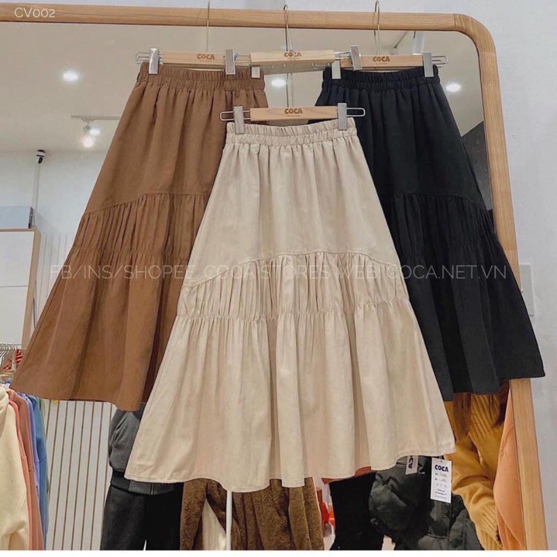 Vải kaki chun may chân váy , áo
