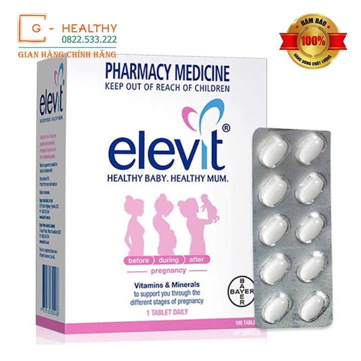 Viên Uống Vitamin Tổng Hợp Elevit Cho Bà Bầu 100 Viên - G HEALTHY