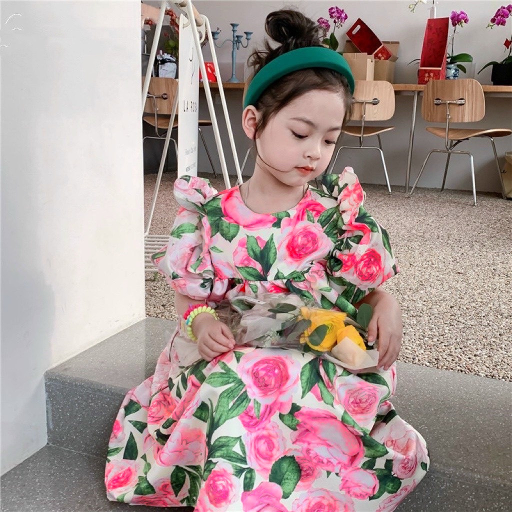 (8-33kg) Váy cho bé Đầm bé gái hoa hồng sang chảnh TB58 TN59
