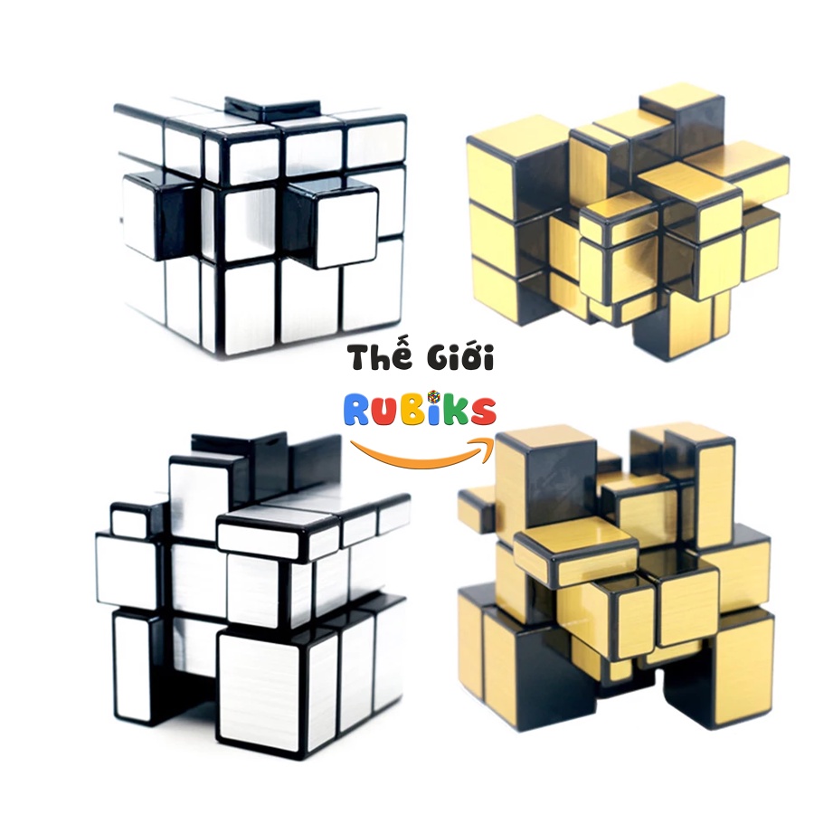 Rubik Gương Mirror 3x3 QiYi Cube Sticker Xanh Than - Rubic Biến Thể 3x3x3.