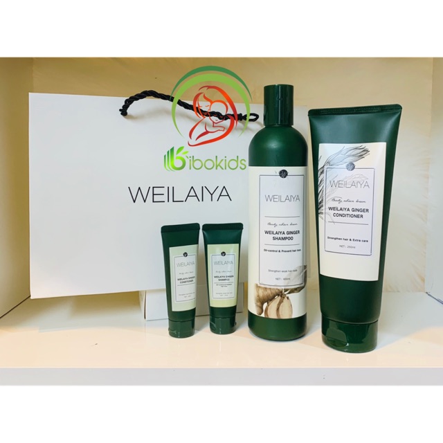 Dầu gội xả Gừng Weilaiya - Gừng hà thủ ô( tặng kèm mini test )