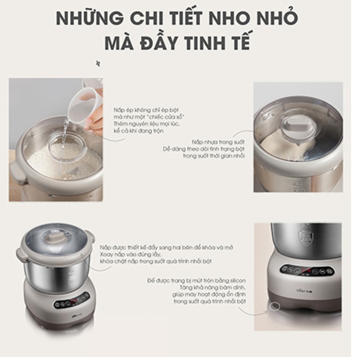 Máy Nhồi Bột Tự Động 3.5L Cao Cấp hai chế độ nhồi và ủ bột, Bear HMJ-A35M1
