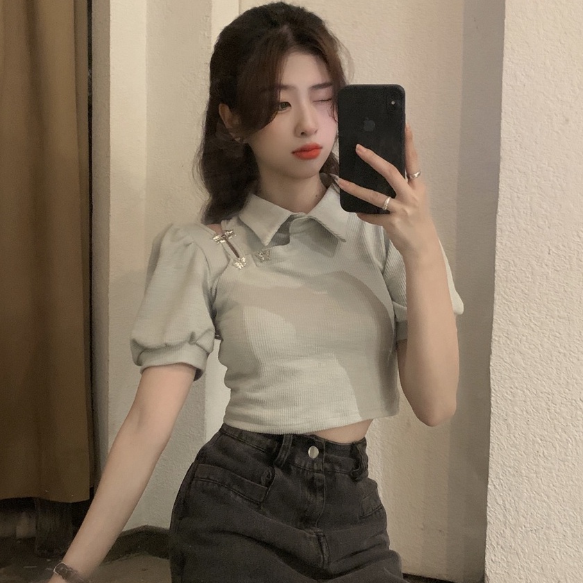Áo thun ZHELIHANGFEI trễ vai phong cách ngọt ngào chất lượng cao cho nữ