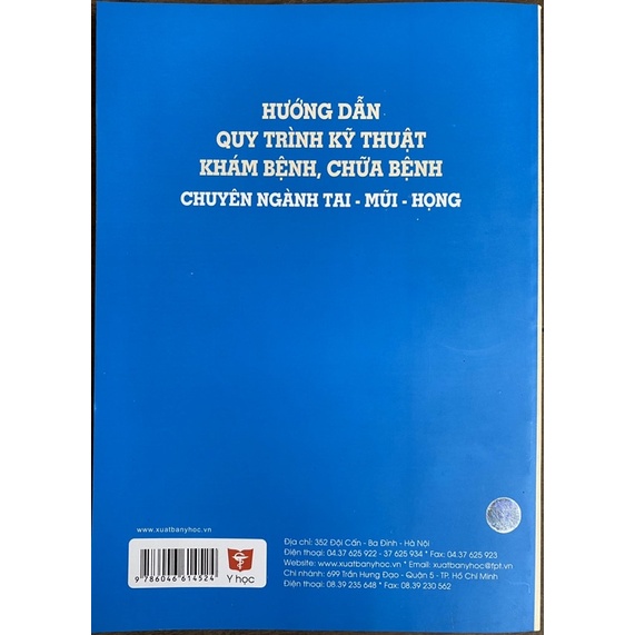 Sách - Hướng dẫn quy trình kỹ thuật khám bệnh chữa bệnh chuyên ngành tai mũi họng