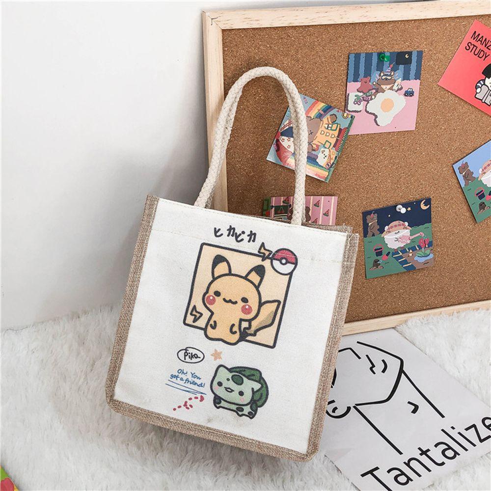Túi Vải Canvas Đựng Cơm Trưa Họa Tiết Thỏ Hoạt Hình Đáng Yêu