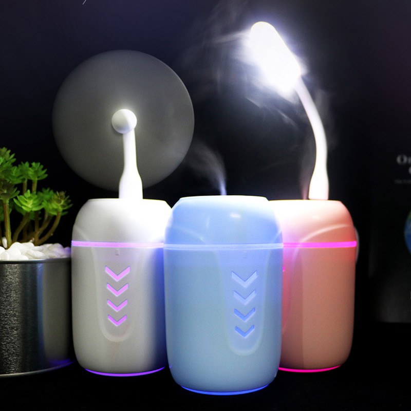 Fnelse 220ml  Máy Phun Sương Làm Ẩm Không Khí Phun Tinh Dầu Thơm Có Đèn Led Quạt Mini Thích Hợp Cho Xe Hơi